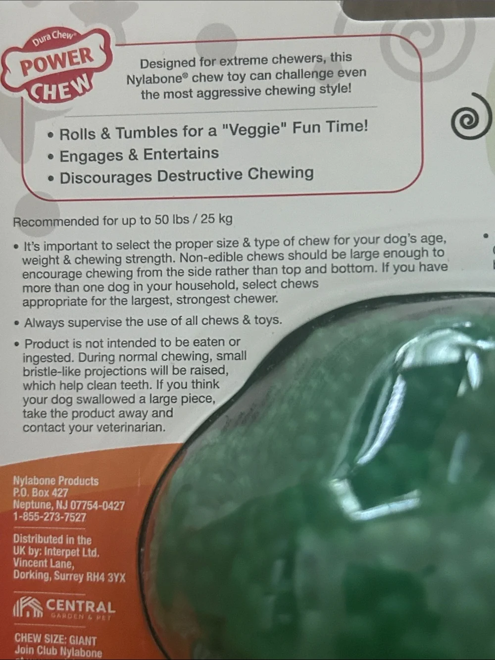 Brocc'ON! Bacon & Cheese Flavor Green Dog Chew Toy